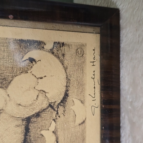 Vintage Dog Art Print in Frame, J Knowles Hare, Well I'll Be - Picture 3 of 8